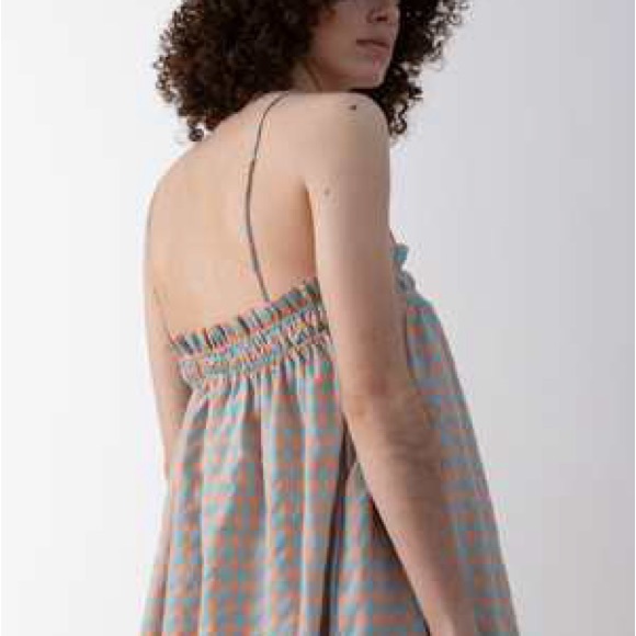 Ali Golden Gingham Elastic Midi Dress w/ Pockets | Size L - Picture 4 of 6